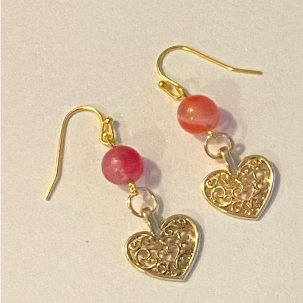 NEW  Papaya Red Jade Agate crystal earrings  Bundle 2 or more items and save